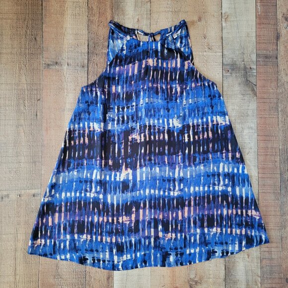 BB Dakota Aubree Blue Multi Color Halter Tank Dress - Picture 1 of 15